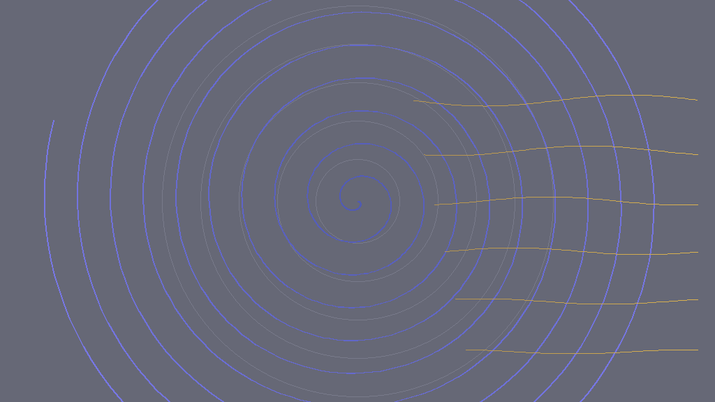 Sunday Grow — blue spirals with orange wave lines